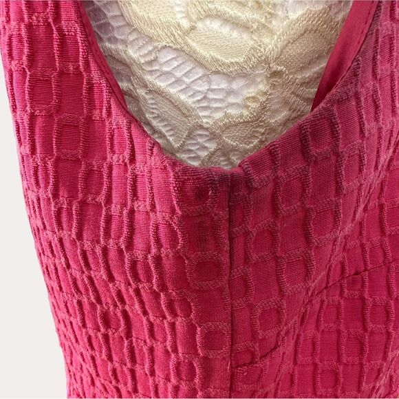 Eliza J New York Textured Woven Sheath Dress Bow Gold Button Pink S M? - Picture 8 of 9